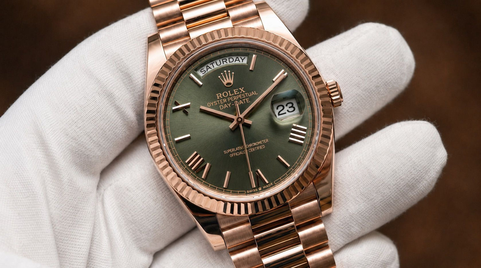 Day Date 228235 Olive Green Dial.
